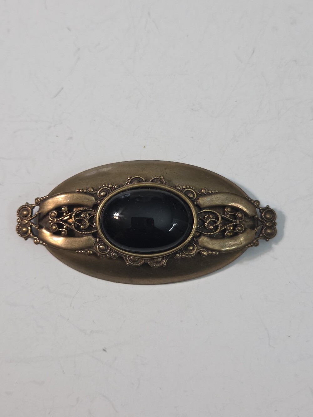 vtg jan michaels san fransisco copper onyx cabochon oval brooch pin art nouveau